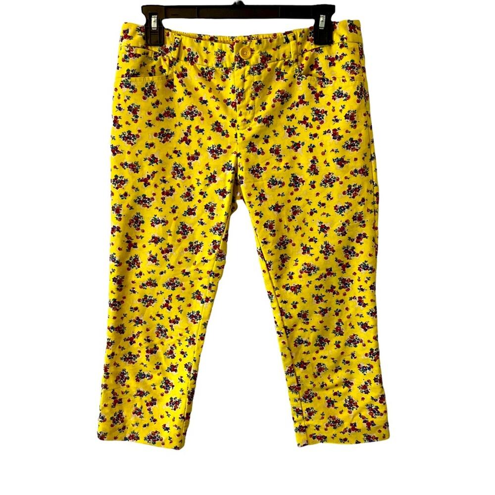 Anthropologie Cartonnier Pants Womens Size 2 floral spring yellow crop charlie